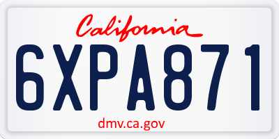 CA license plate 6XPA871