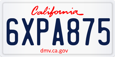 CA license plate 6XPA875