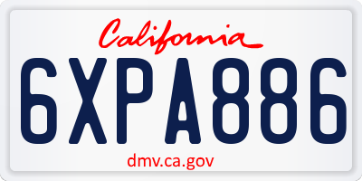 CA license plate 6XPA886