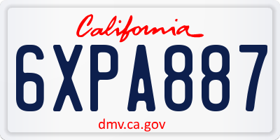 CA license plate 6XPA887