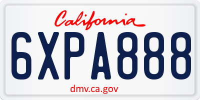 CA license plate 6XPA888