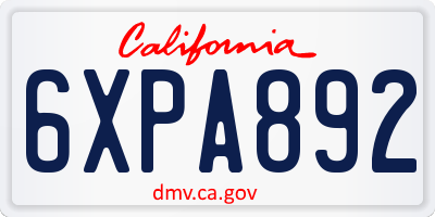 CA license plate 6XPA892