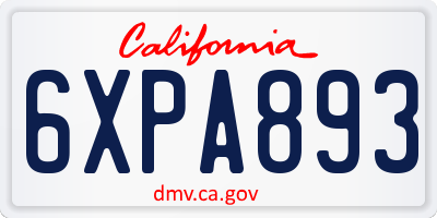 CA license plate 6XPA893
