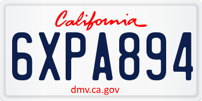 CA license plate 6XPA894