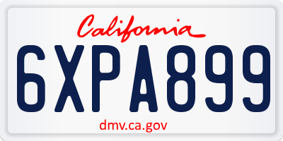 CA license plate 6XPA899