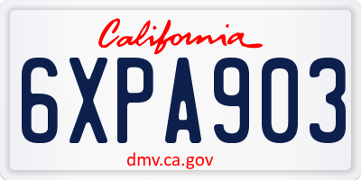 CA license plate 6XPA903