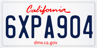 CA license plate 6XPA904