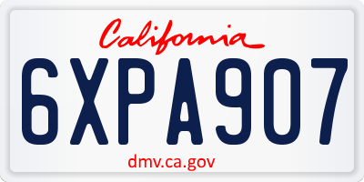 CA license plate 6XPA907