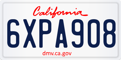 CA license plate 6XPA908