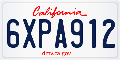 CA license plate 6XPA912