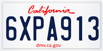 CA license plate 6XPA913