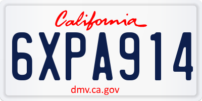 CA license plate 6XPA914