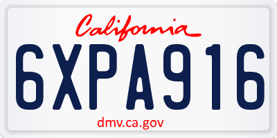 CA license plate 6XPA916