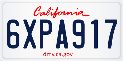 CA license plate 6XPA917