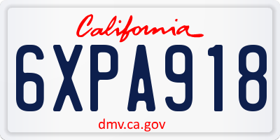 CA license plate 6XPA918