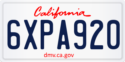 CA license plate 6XPA920