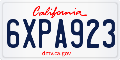 CA license plate 6XPA923