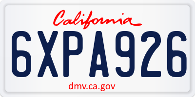 CA license plate 6XPA926