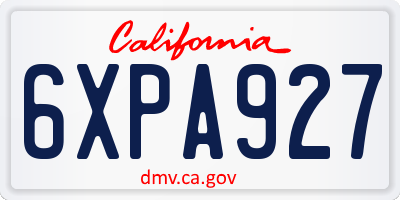 CA license plate 6XPA927