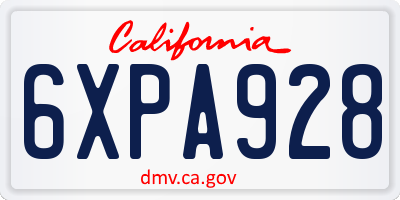 CA license plate 6XPA928