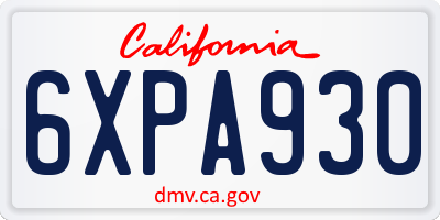 CA license plate 6XPA930
