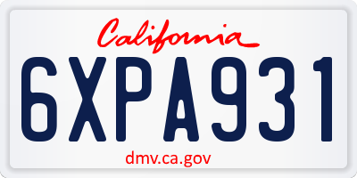 CA license plate 6XPA931