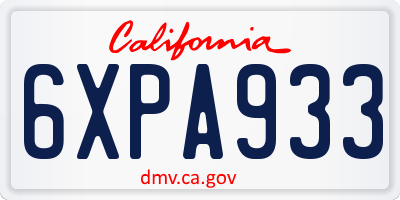CA license plate 6XPA933