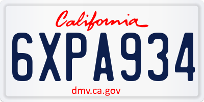 CA license plate 6XPA934
