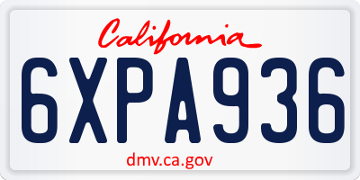CA license plate 6XPA936