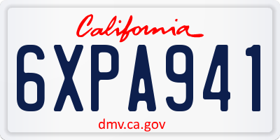 CA license plate 6XPA941