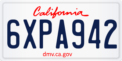 CA license plate 6XPA942