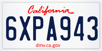 CA license plate 6XPA943