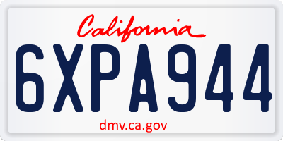 CA license plate 6XPA944
