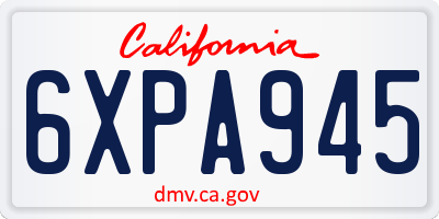 CA license plate 6XPA945