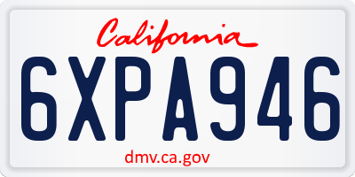 CA license plate 6XPA946