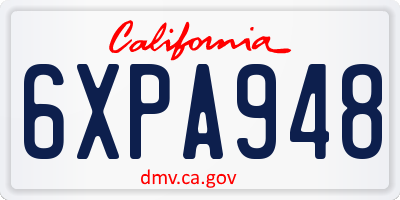 CA license plate 6XPA948
