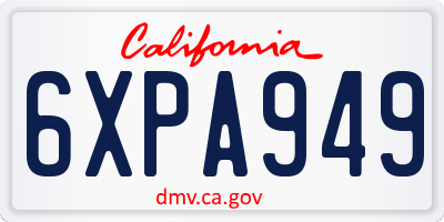 CA license plate 6XPA949