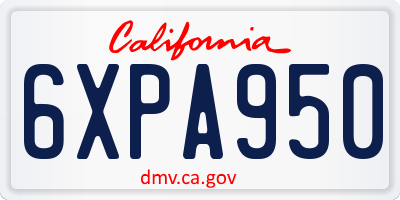 CA license plate 6XPA950
