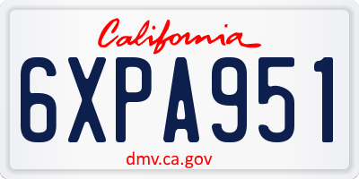 CA license plate 6XPA951