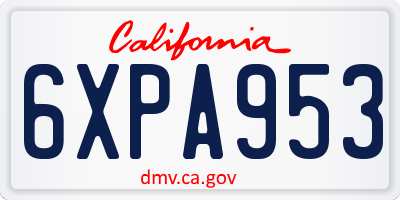 CA license plate 6XPA953