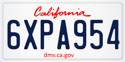 CA license plate 6XPA954