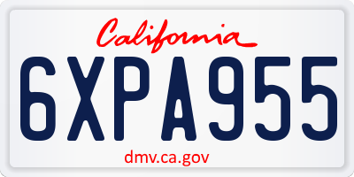 CA license plate 6XPA955