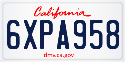 CA license plate 6XPA958