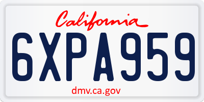 CA license plate 6XPA959