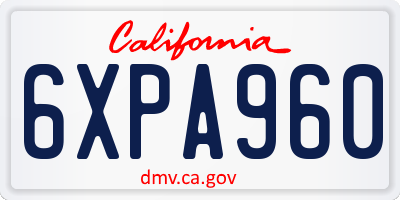 CA license plate 6XPA960
