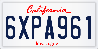 CA license plate 6XPA961