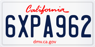 CA license plate 6XPA962