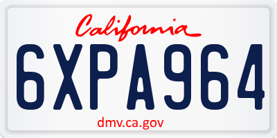 CA license plate 6XPA964