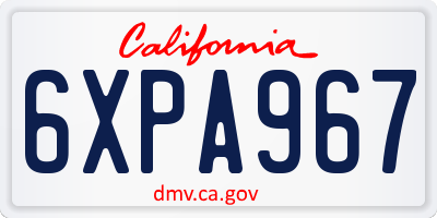 CA license plate 6XPA967