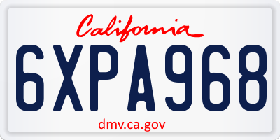 CA license plate 6XPA968